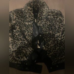 Mother Denim Leopard Faux Fur Jacket